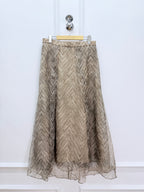 Chain Print Silk Midi Skirt | Elegant Satin A-Line Skirt