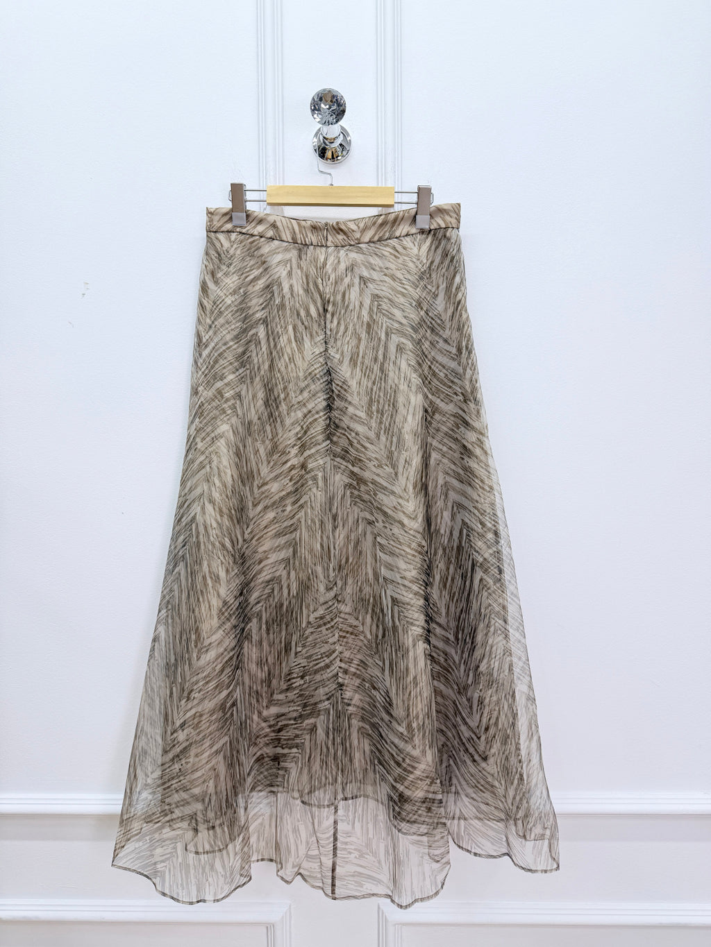 Chain Print Silk Midi Skirt | Elegant Satin A-Line Skirt