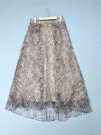 Chain Print Silk Midi Skirt | Elegant Satin A-Line Skirt
