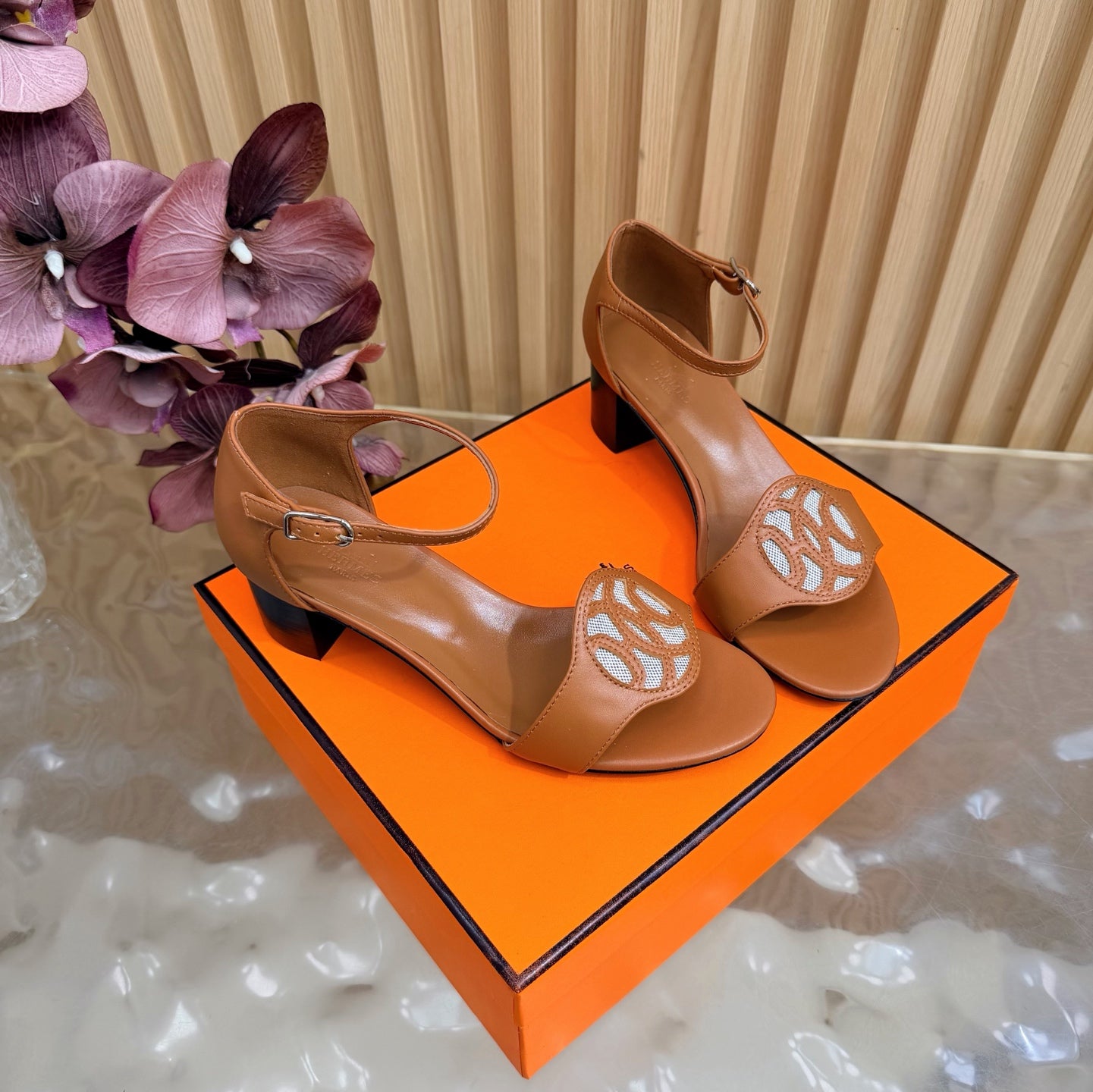 Roman Heel Leather Sandals | Vintage Elegant Block Heel Sandals