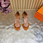Roman Heel Leather Sandals | Vintage Elegant Block Heel Sandals