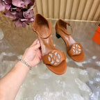 Roman Heel Leather Sandals | Vintage Elegant Block Heel Sandals