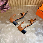 Roman Heel Leather Sandals | Vintage Elegant Block Heel Sandals
