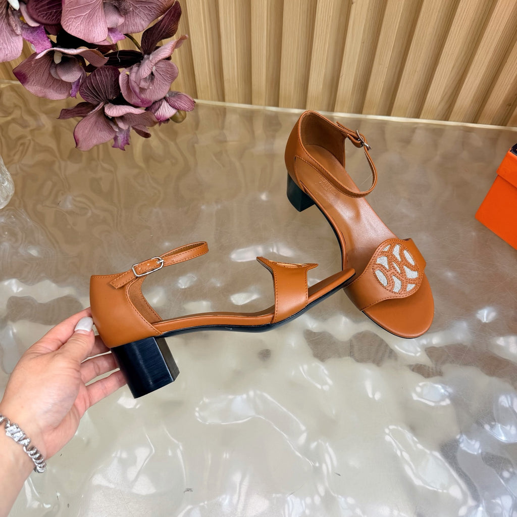 Roman Heel Leather Sandals | Vintage Elegant Block Heel Sandals