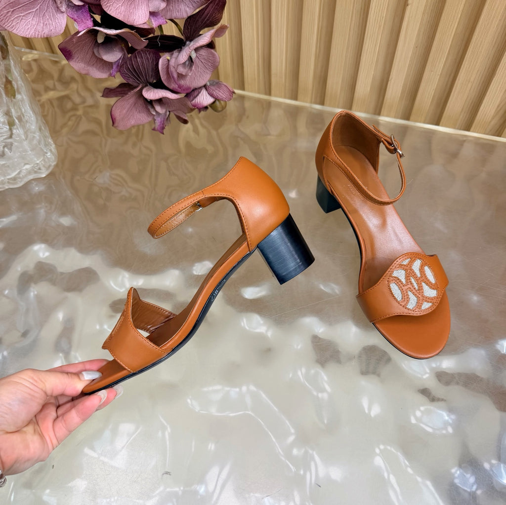 Roman Heel Leather Sandals | Vintage Elegant Block Heel Sandals