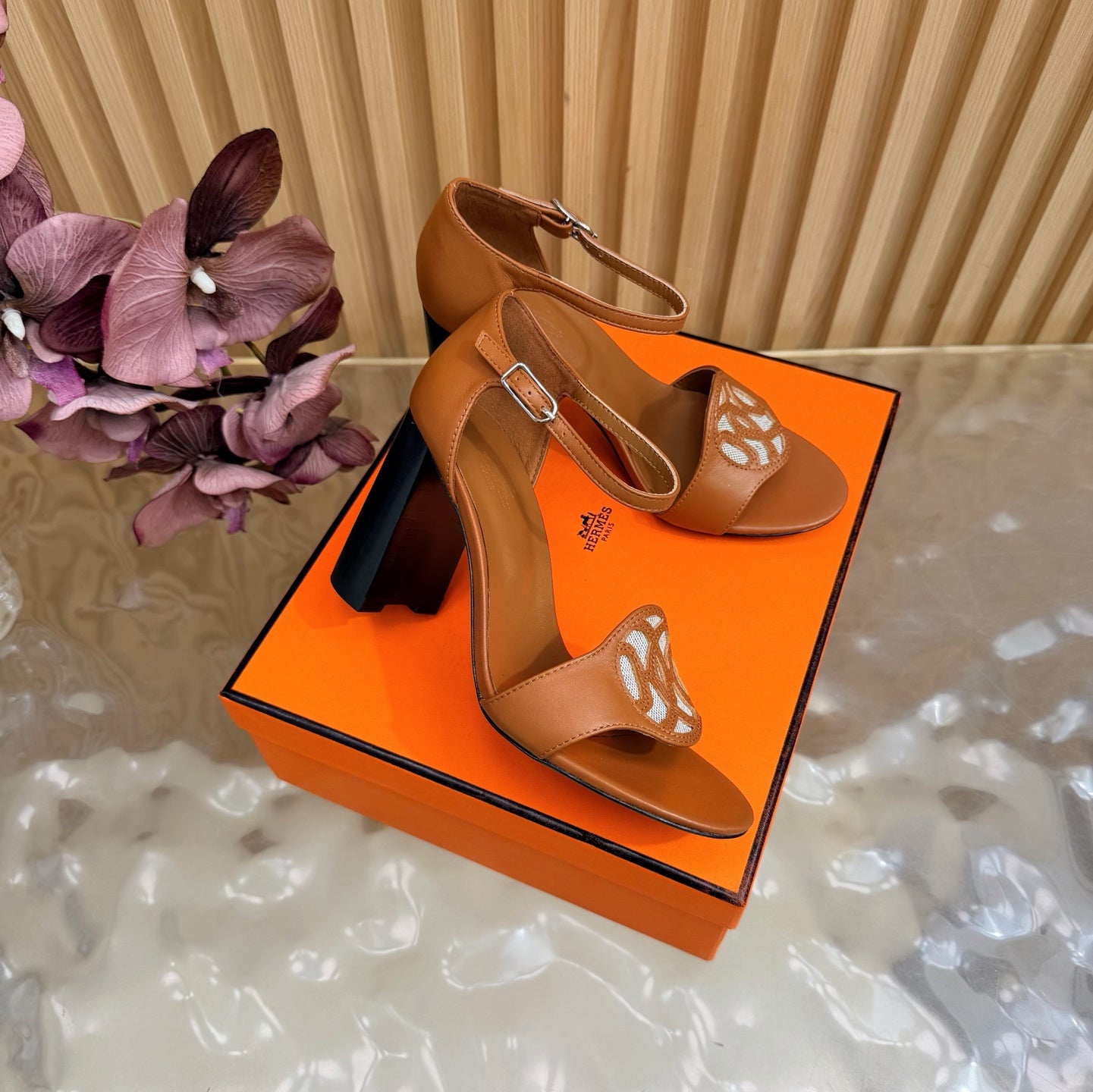 Roman Heel Leather Sandals | Vintage Elegant Block Heel Sandals