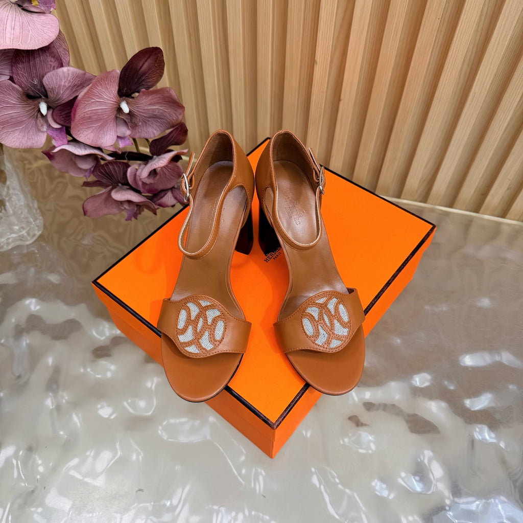 Roman Heel Leather Sandals | Vintage Elegant Block Heel Sandals