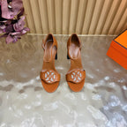 Roman Heel Leather Sandals | Vintage Elegant Block Heel Sandals