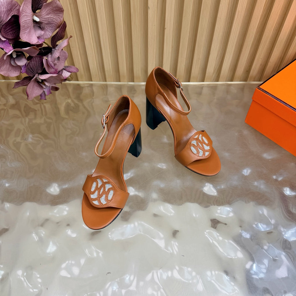 Roman Heel Leather Sandals | Vintage Elegant Block Heel Sandals