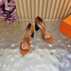 Roman Heel Leather Sandals | Vintage Elegant Block Heel Sandals