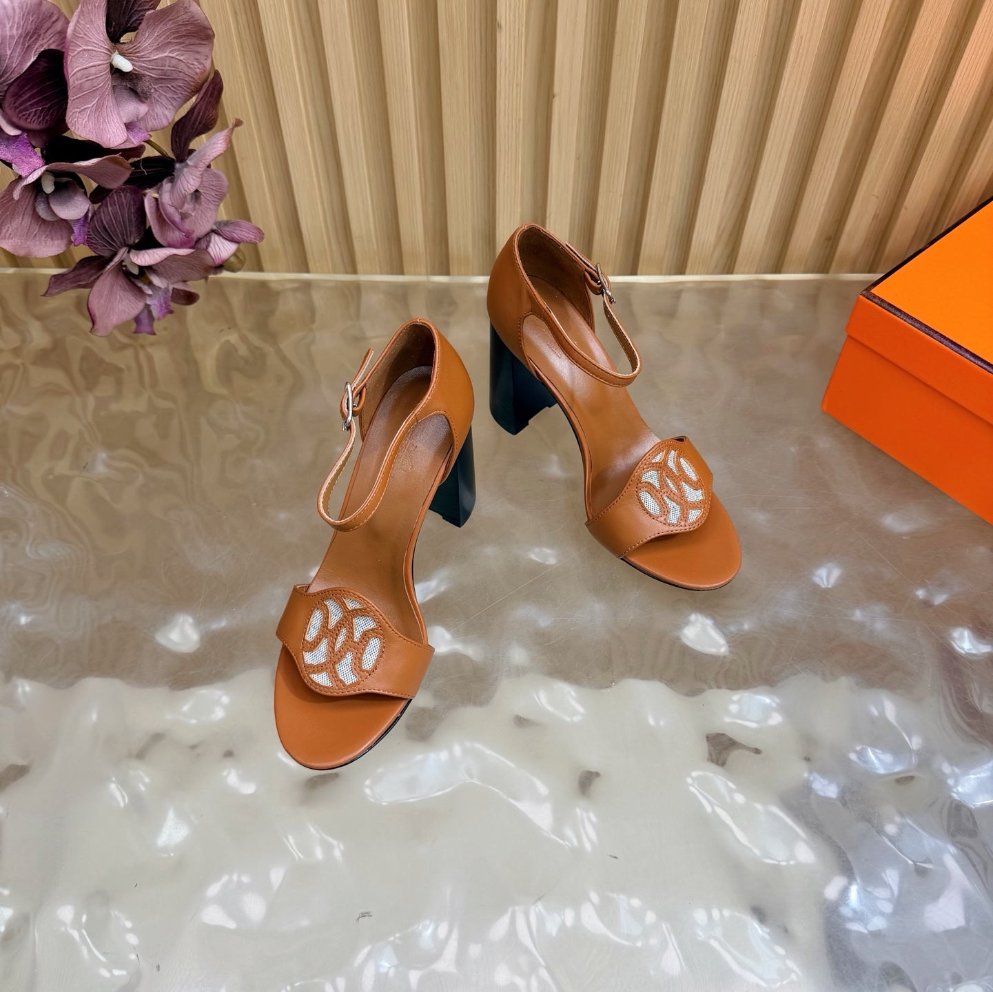 Roman Heel Leather Sandals | Vintage Elegant Block Heel Sandals