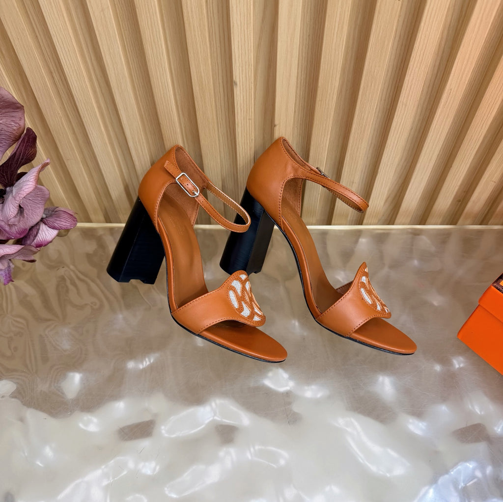 Roman Heel Leather Sandals | Vintage Elegant Block Heel Sandals