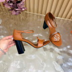 Roman Heel Leather Sandals | Vintage Elegant Block Heel Sandals