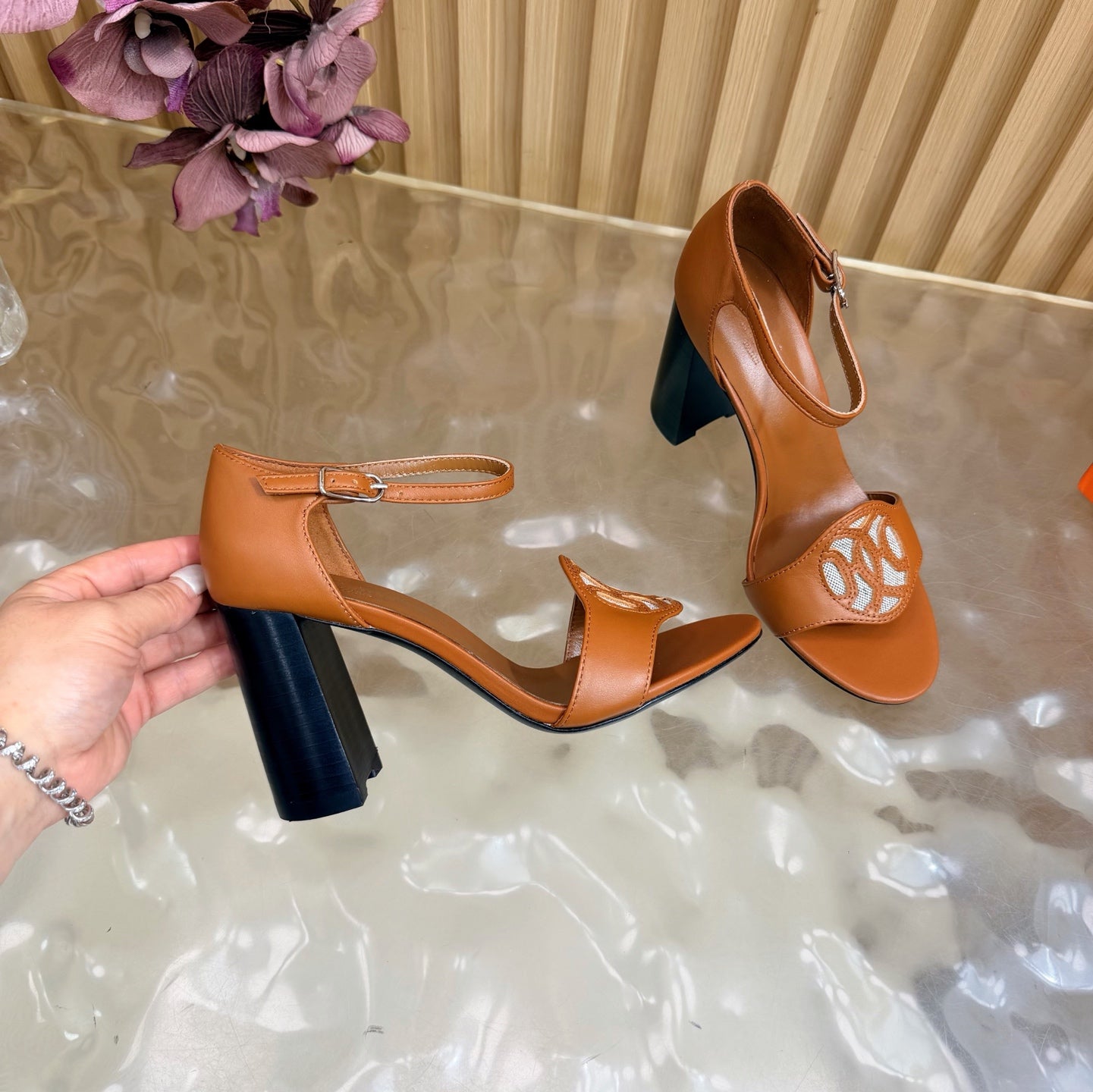 Roman Heel Leather Sandals | Vintage Elegant Block Heel Sandals