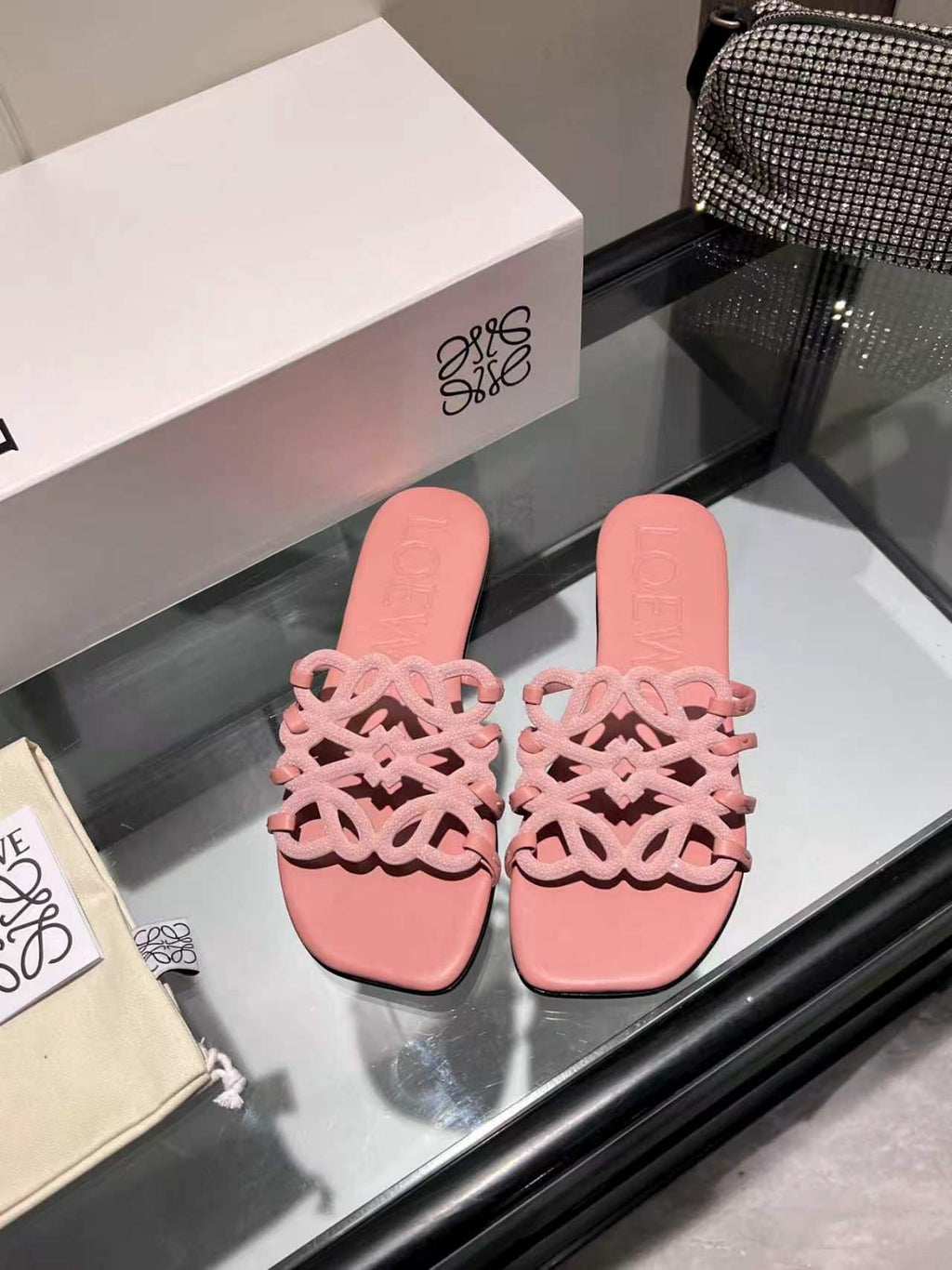 Crystal Embellished Cutout Slide Sandals | Premium Leather Summer Slippers