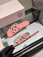 Crystal Embellished Cutout Slide Sandals | Premium Leather Summer Slippers