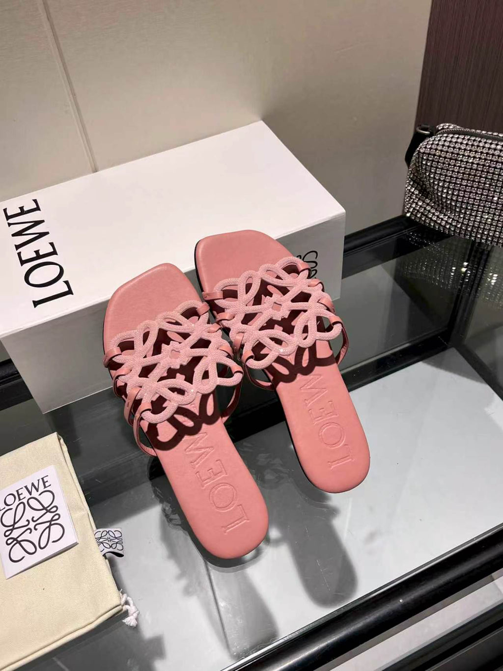 Crystal Embellished Cutout Slide Sandals | Premium Leather Summer Slippers