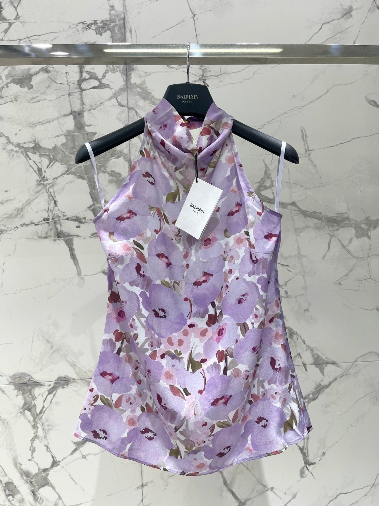 Monogram Print High Neck Sleeveless Top | Elegant Women's Summer Blouse