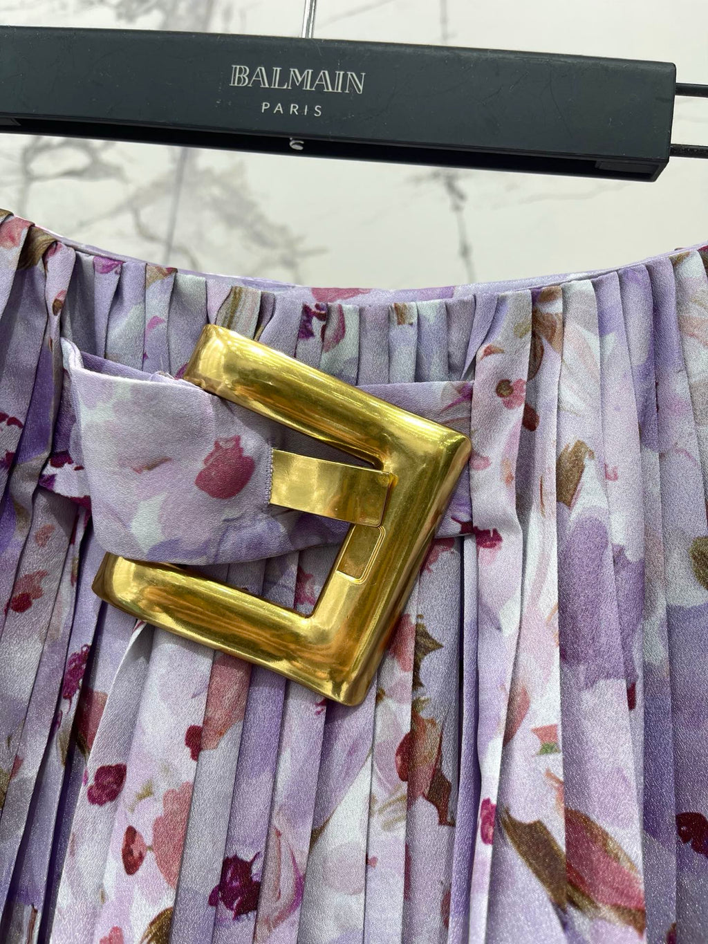 Floral Print High Neck Top & Pleated Midi Skirt Set