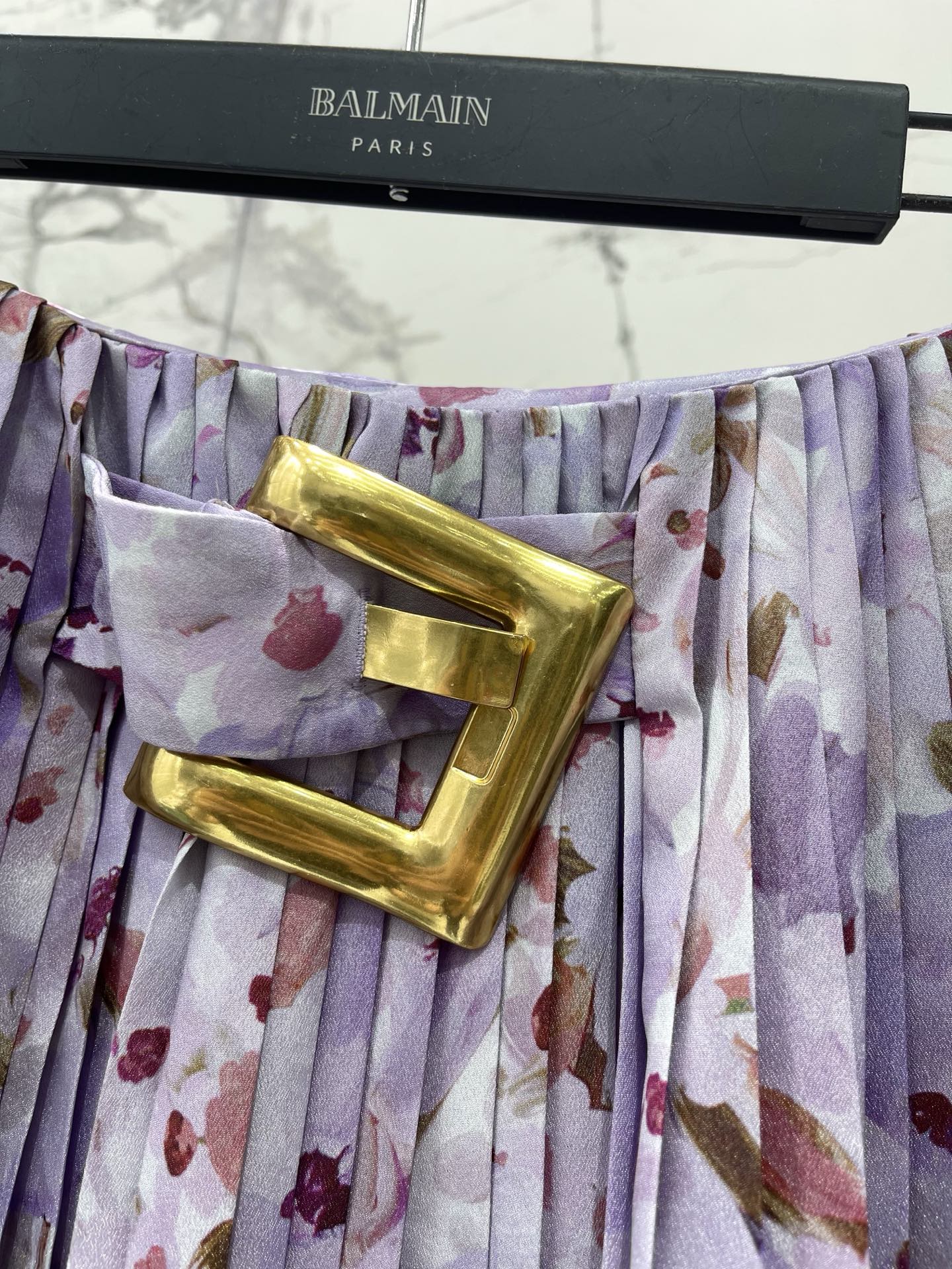 Floral Print High Neck Top & Pleated Midi Skirt Set