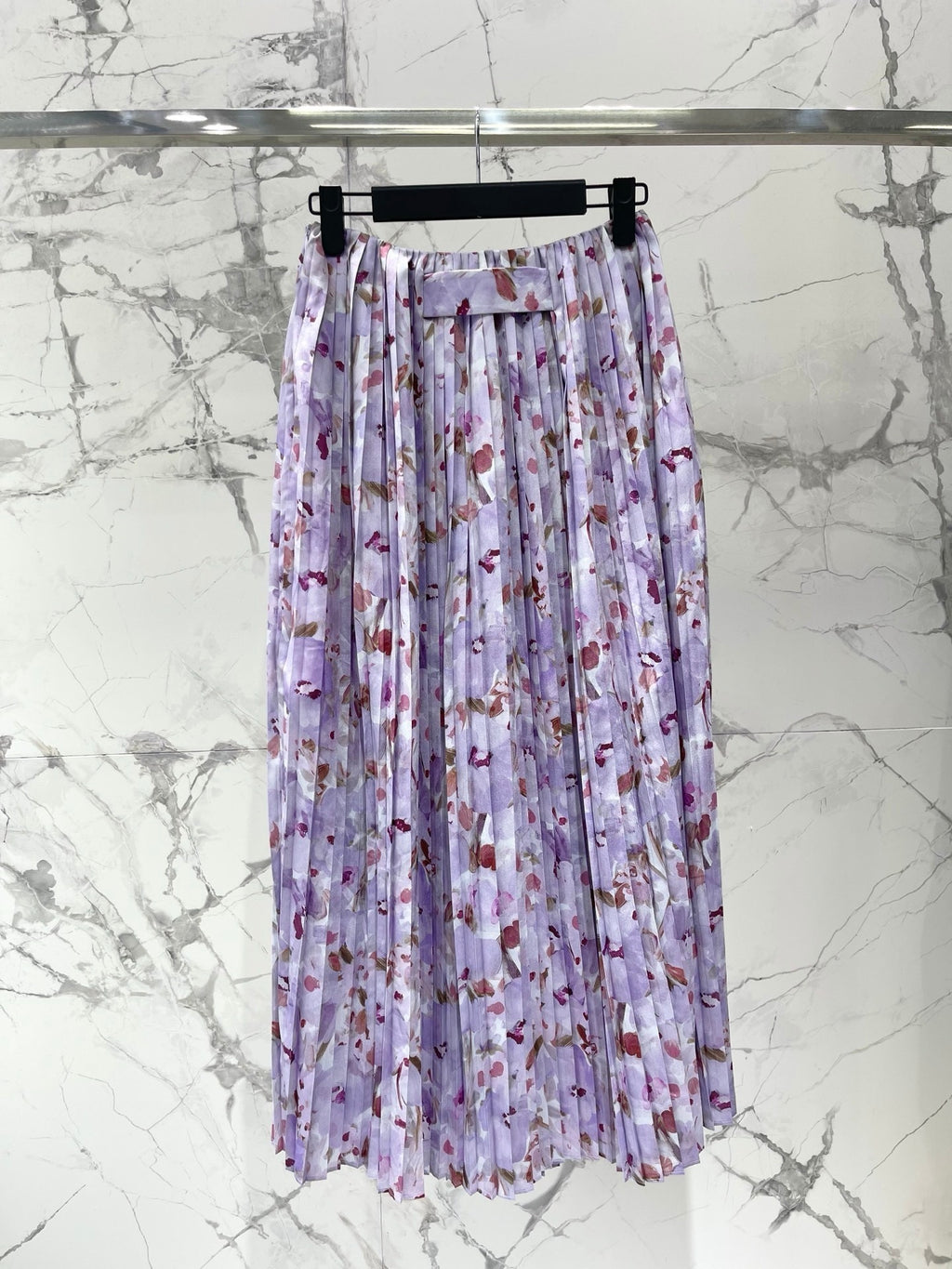 Floral Print High Neck Top & Pleated Midi Skirt Set