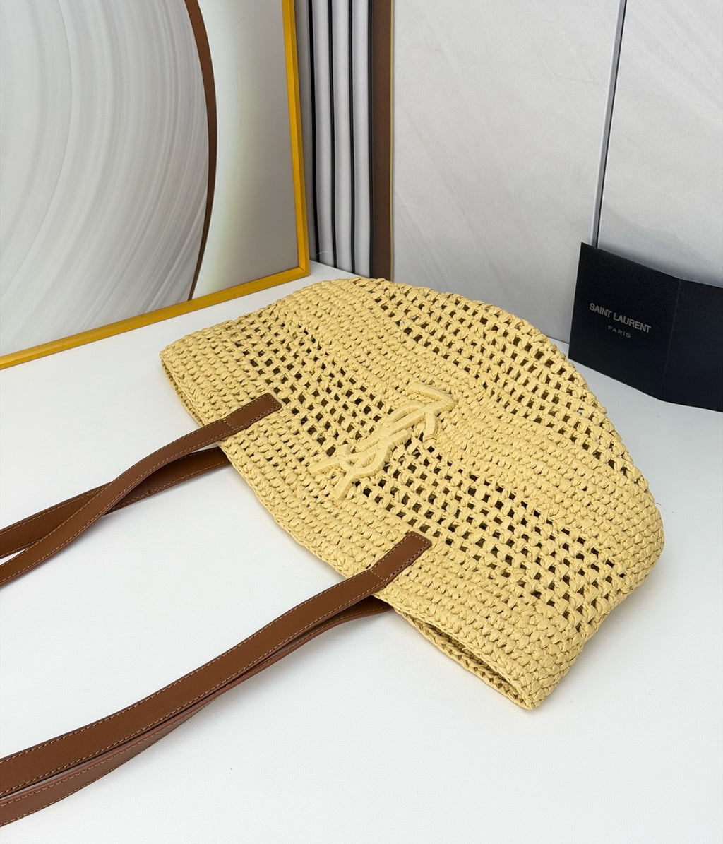 Raffia Woven Basket Bag | Embroidered Straw Tote