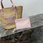 TEEN Plant Fiber & Calfskin Soft Classic Basket Bag  (Premium Quality)