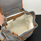 Large Canvas & Leather Backpack – Collegiate Style, 29.5cm