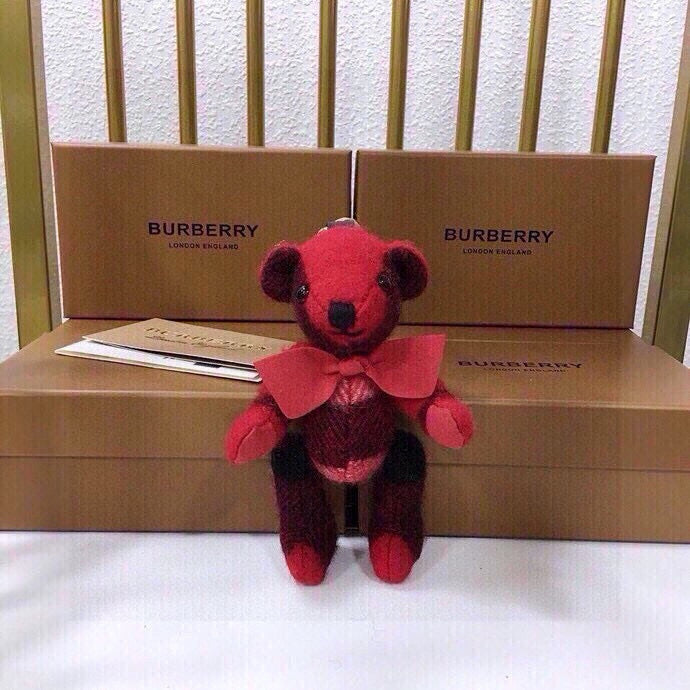 Cashmere Check Teddy Charm – Premium Bag & Key Accessory