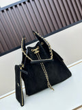 Large Suede Hobo Bucket Bag | Quilted Texture