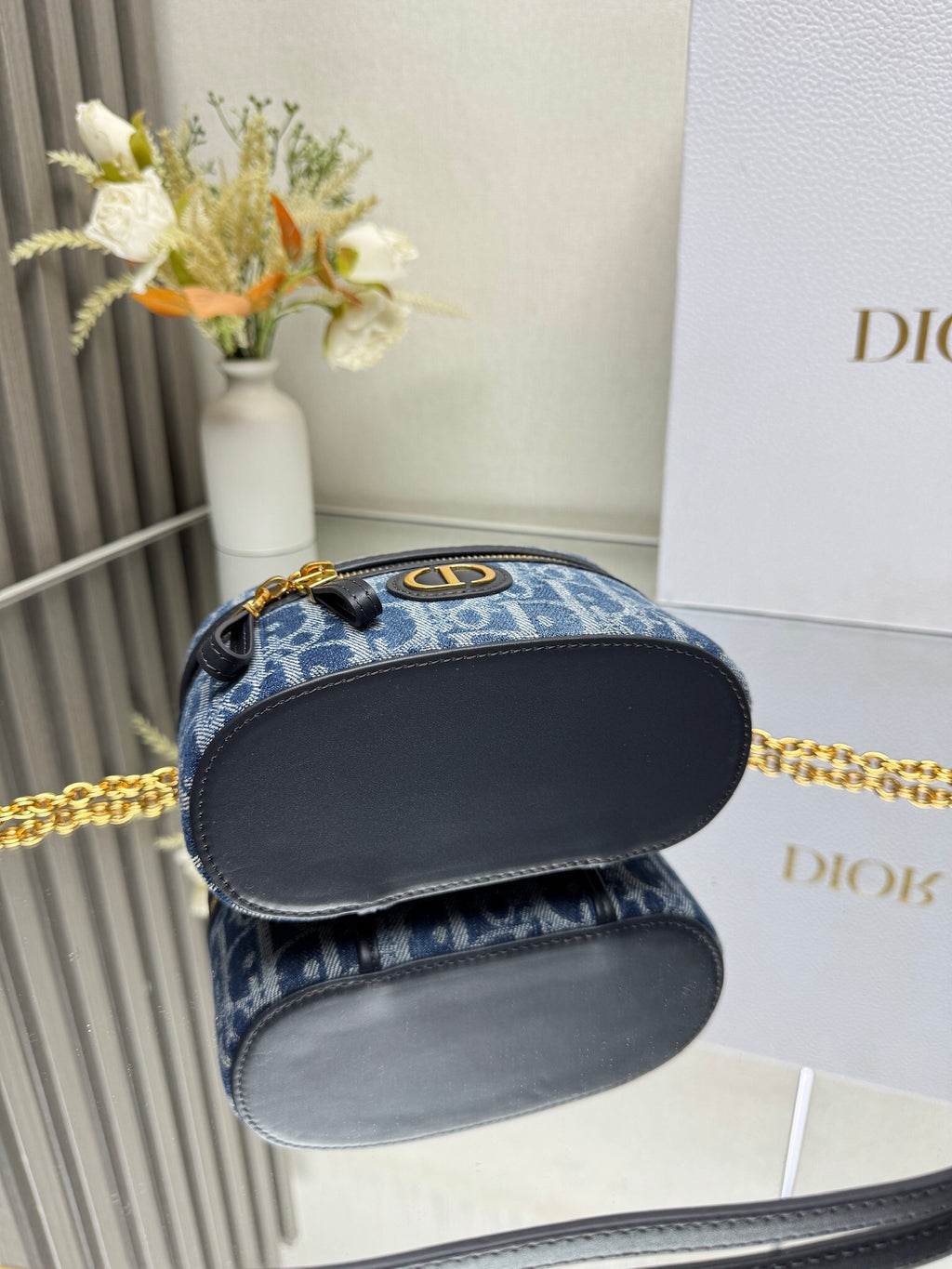 Mini Vanity Bag (Blue Monogram Style) - Premium Quality
