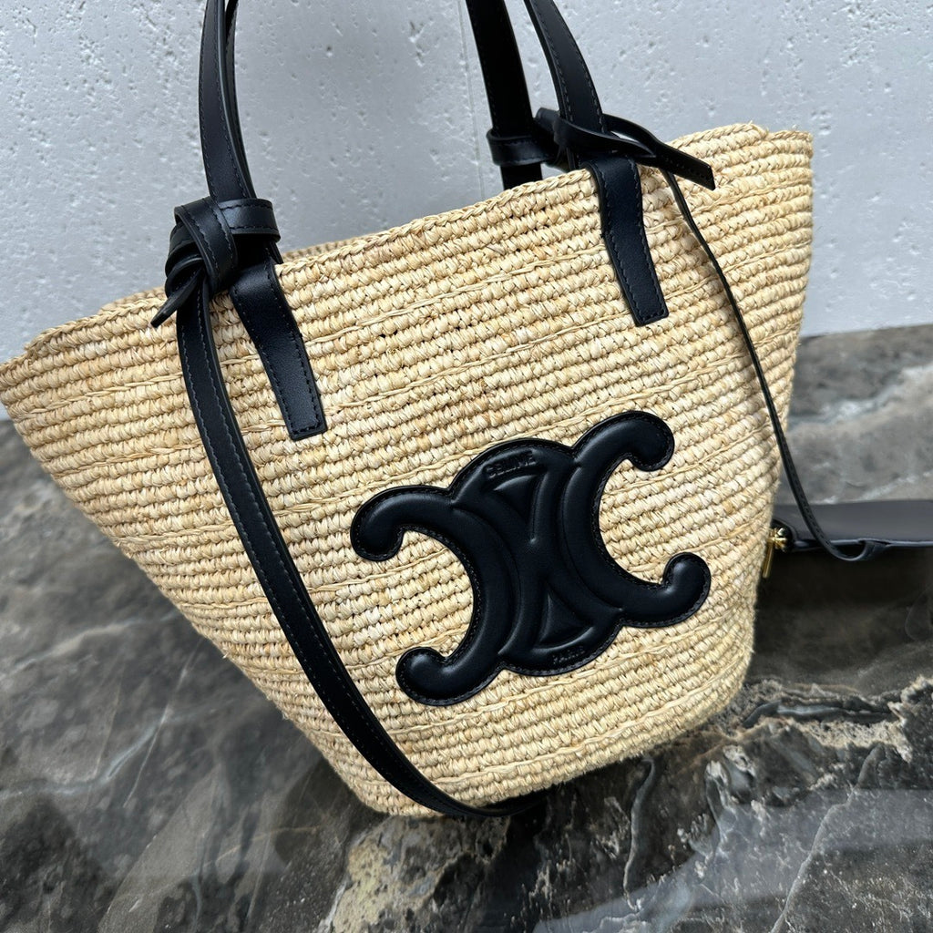 TEEN Plant Fiber & Calfskin Soft Classic Basket Bag  (Premium Quality)