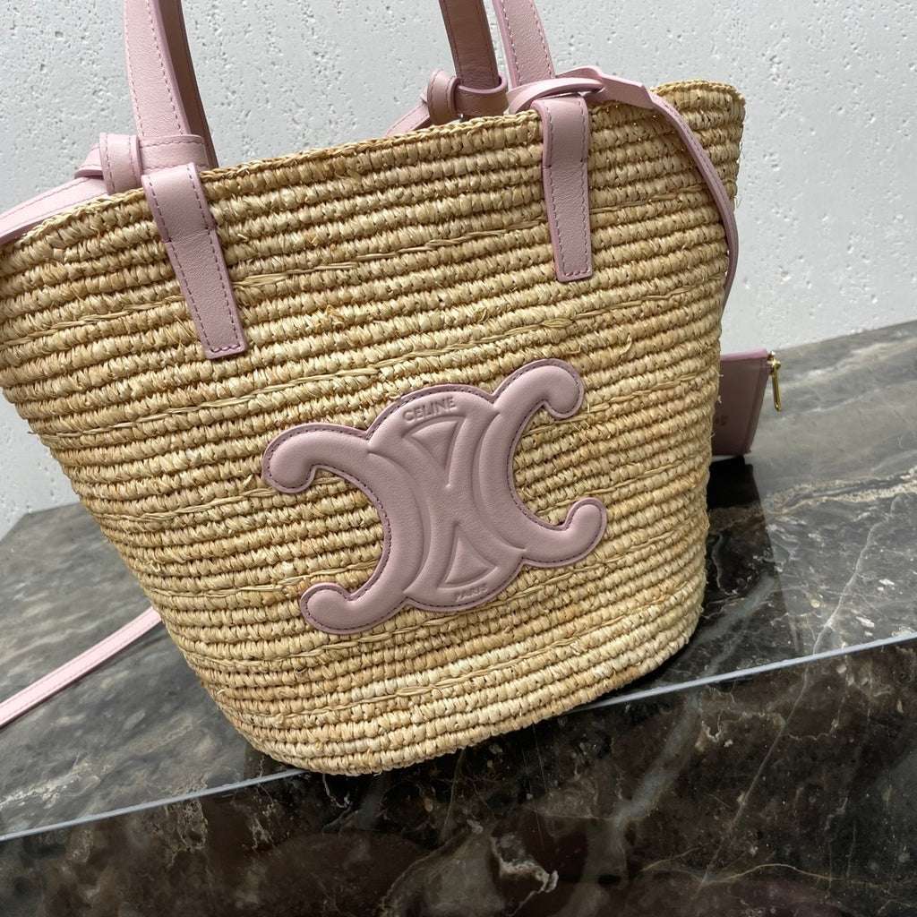 TEEN Plant Fiber & Calfskin Soft Classic Basket Bag  (Premium Quality)
