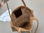 Premium Raffia Leather Tote Bag