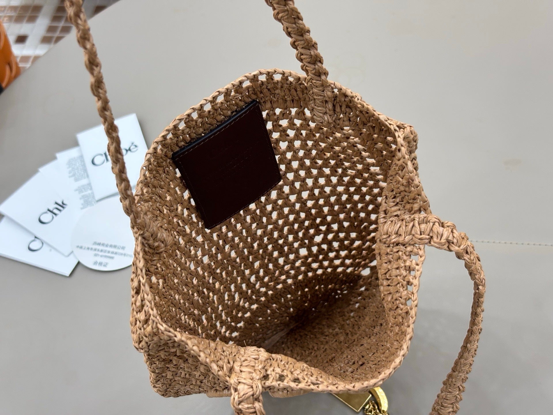 Premium Raffia Leather Tote Bag