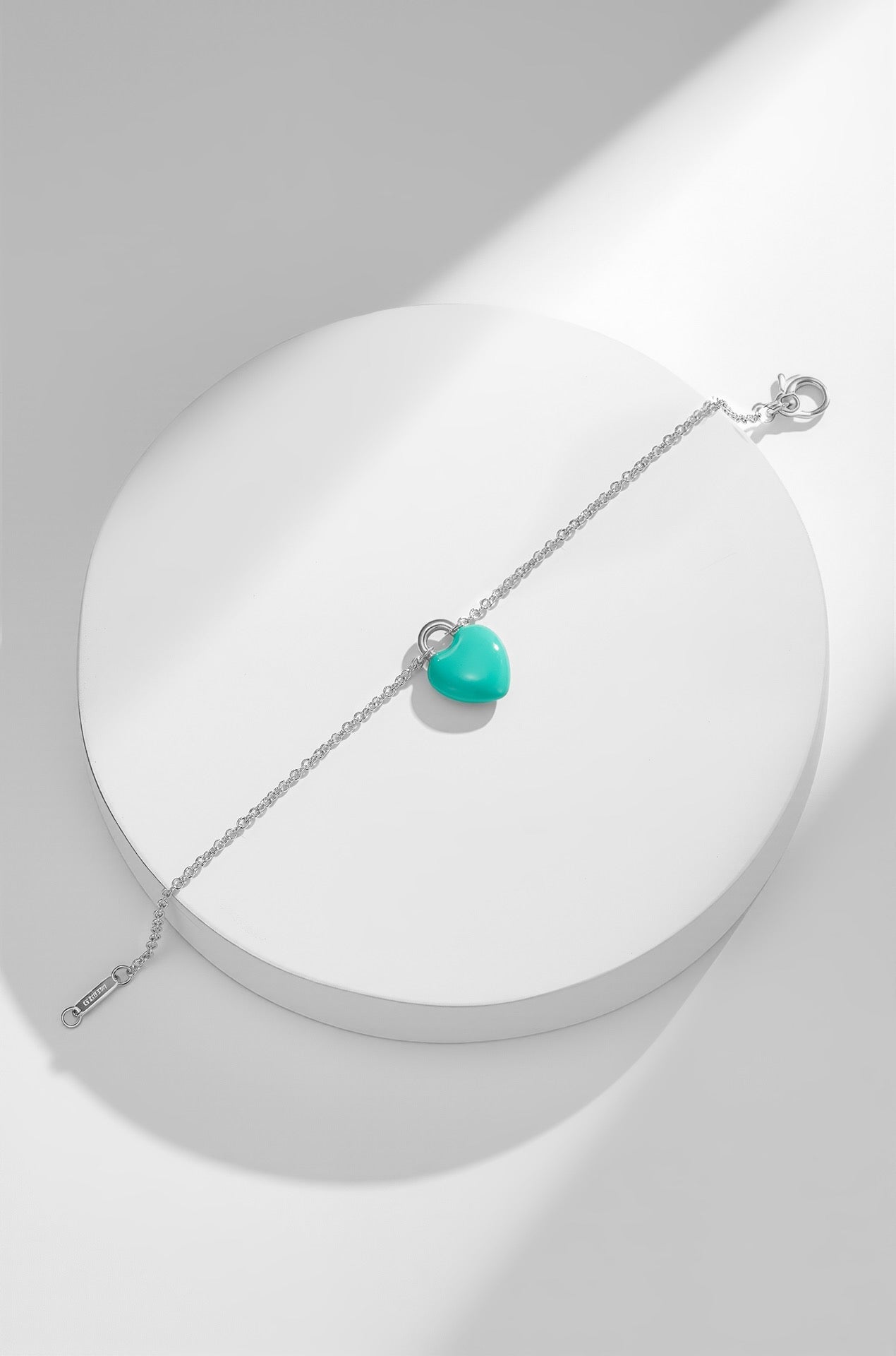 Bracelet \ Full Heart Blue Enamel Pendant