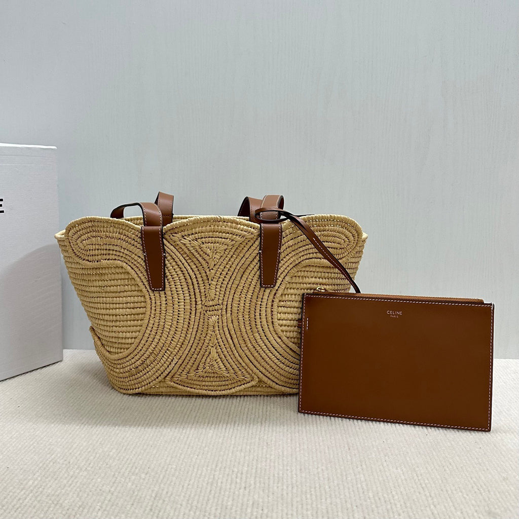 Premium++ Handwoven Basket Bag | Natural Straw & Leather Tote