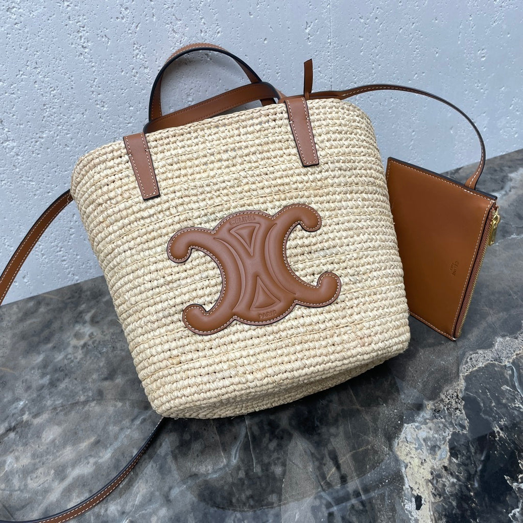 TEEN Plant Fiber & Calfskin Soft Classic Basket Bag  (Premium Quality)