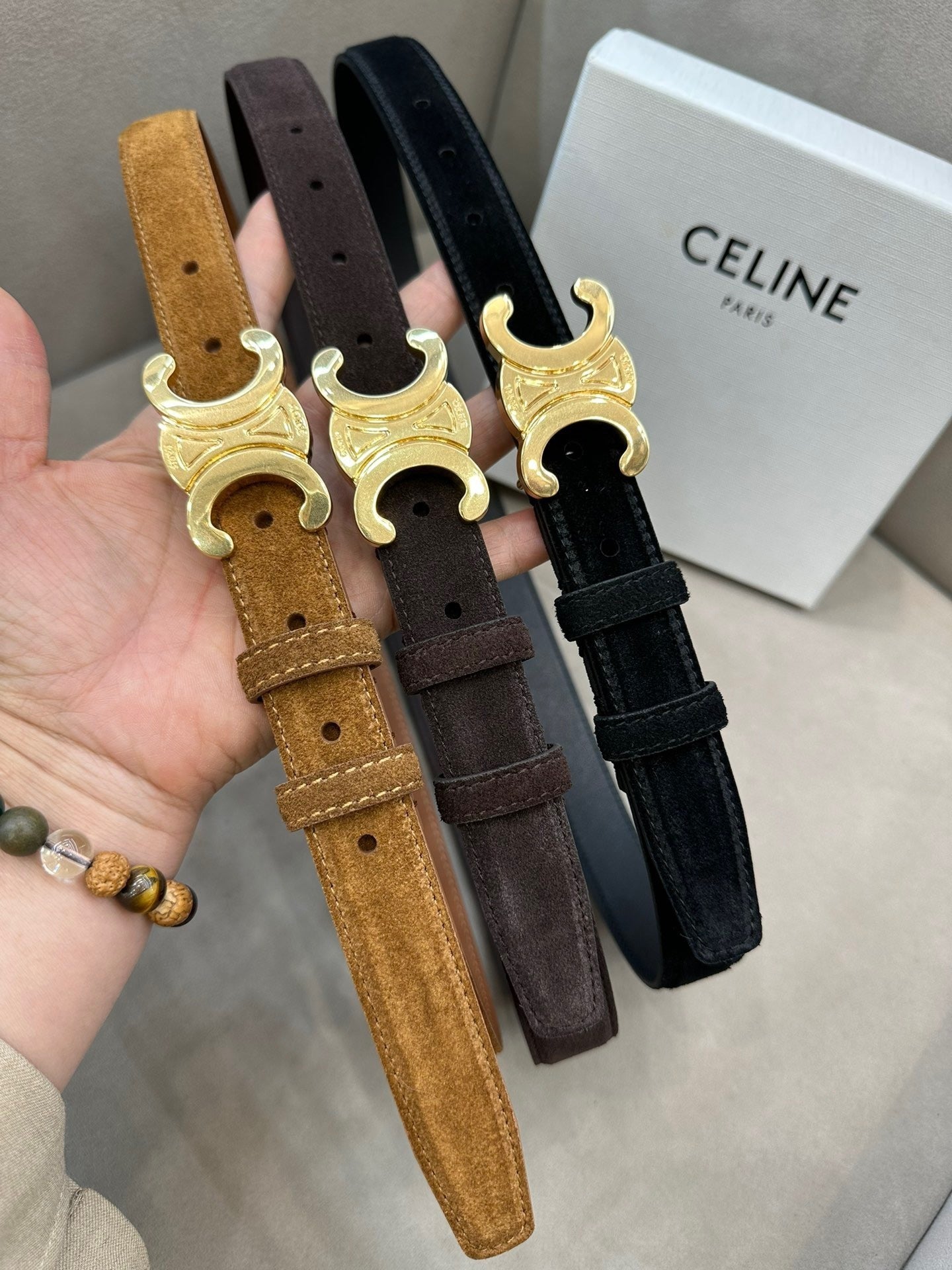 Women’s Suede-Finish Leather Belt — Vintage Inspired Metal Buckle