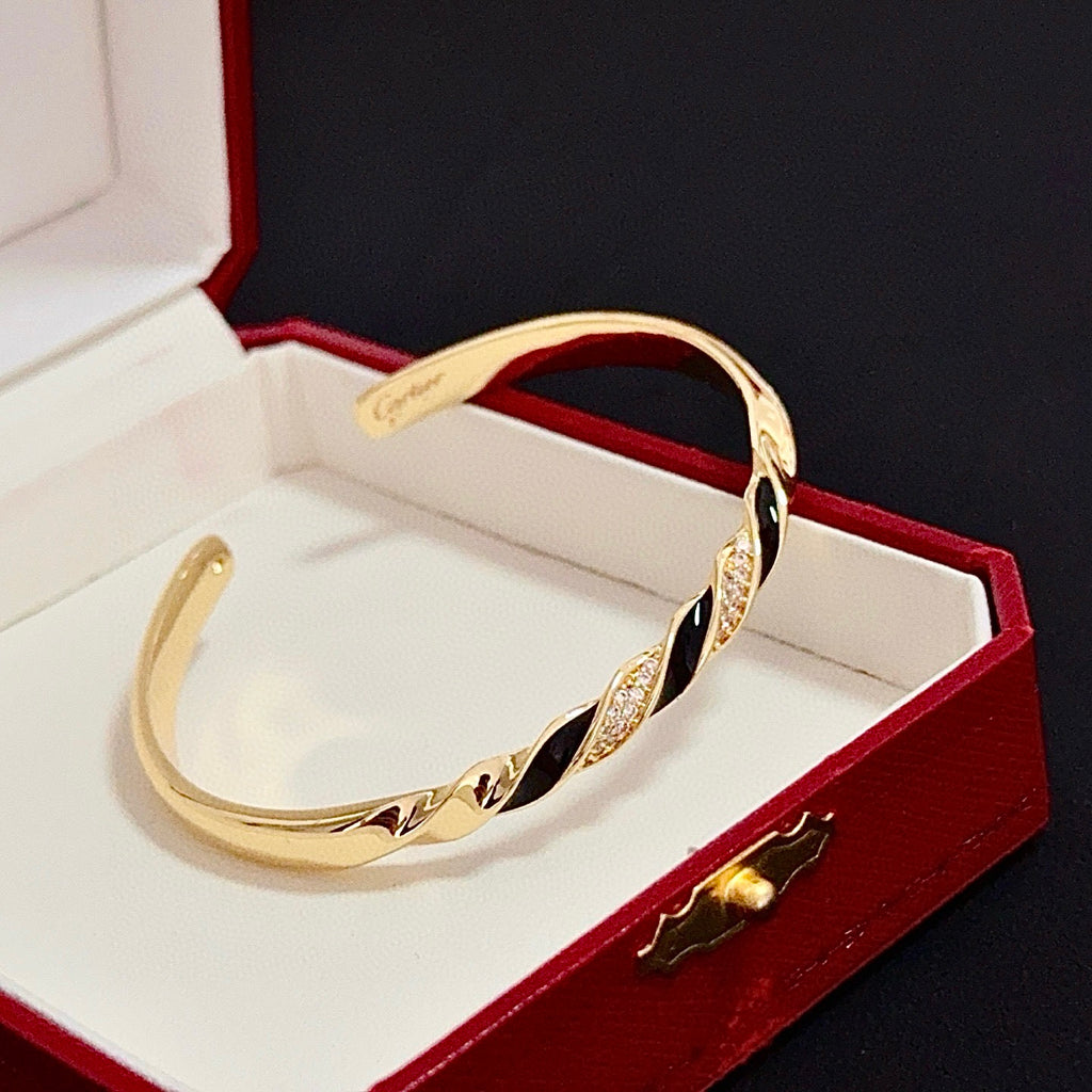 Elegant Diamond-Style Panther Bangle ✨