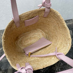 TEEN Plant Fiber & Calfskin Soft Classic Basket Bag  (Premium Quality)