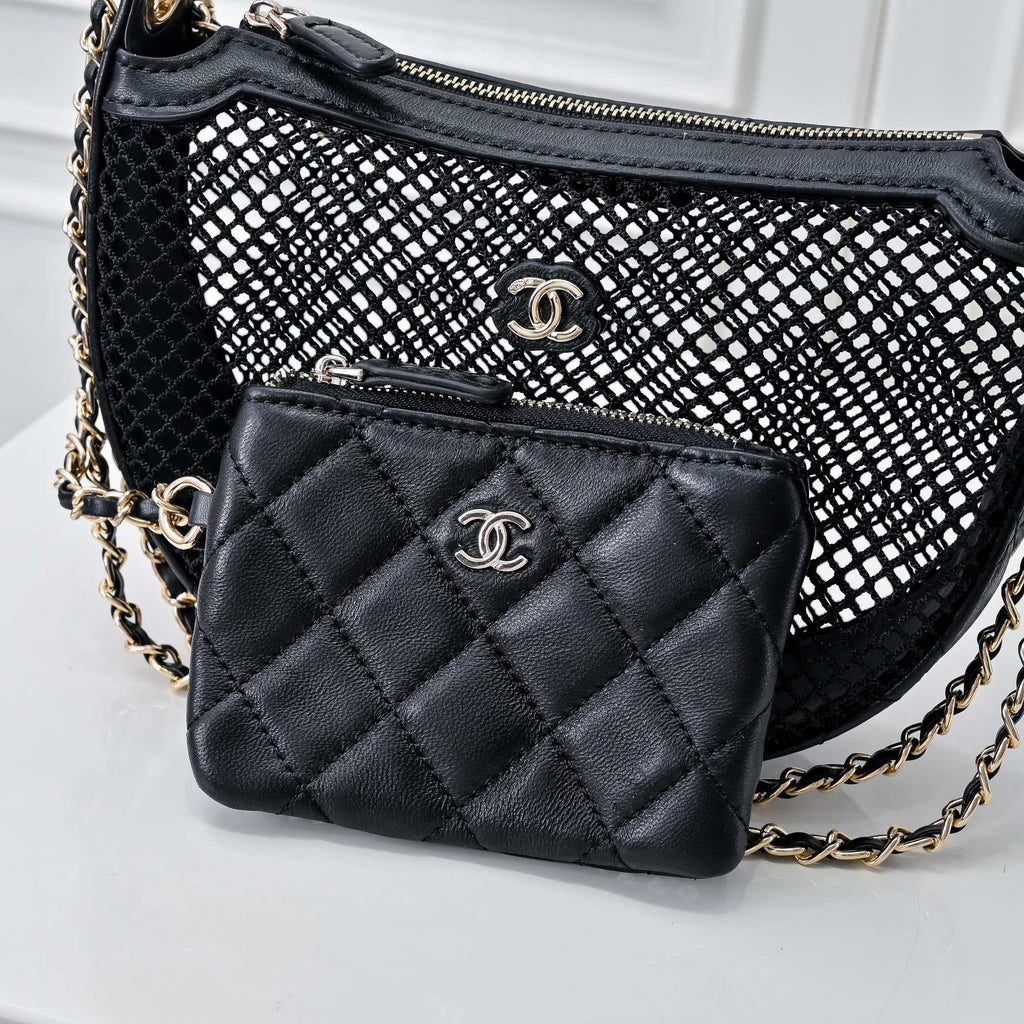 Mesh & Leather Chain Bag