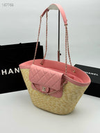 Large Woven Basket Tote Bag