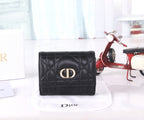 Premium Lambskin Compact Wallet with Crystal Hardware – New Season Collection
