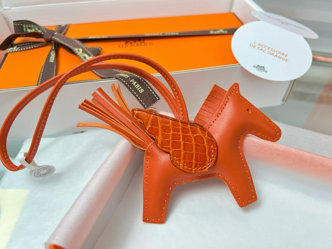 2025 Winged Horse Bag Charm | Crocodile Saddle Detail & Handcrafted Lambskin