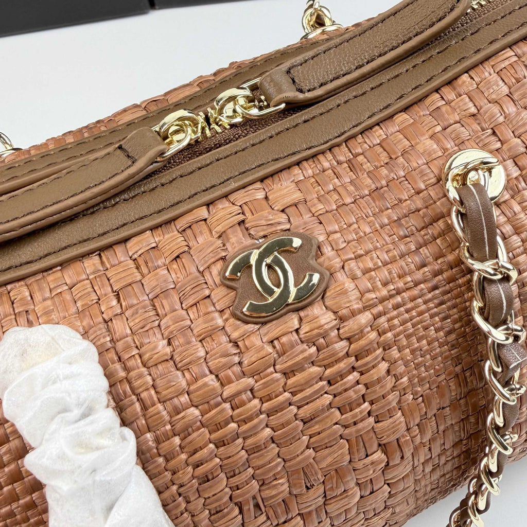 Raffia Bowling Bag | Woven Summer Shoulder Bag