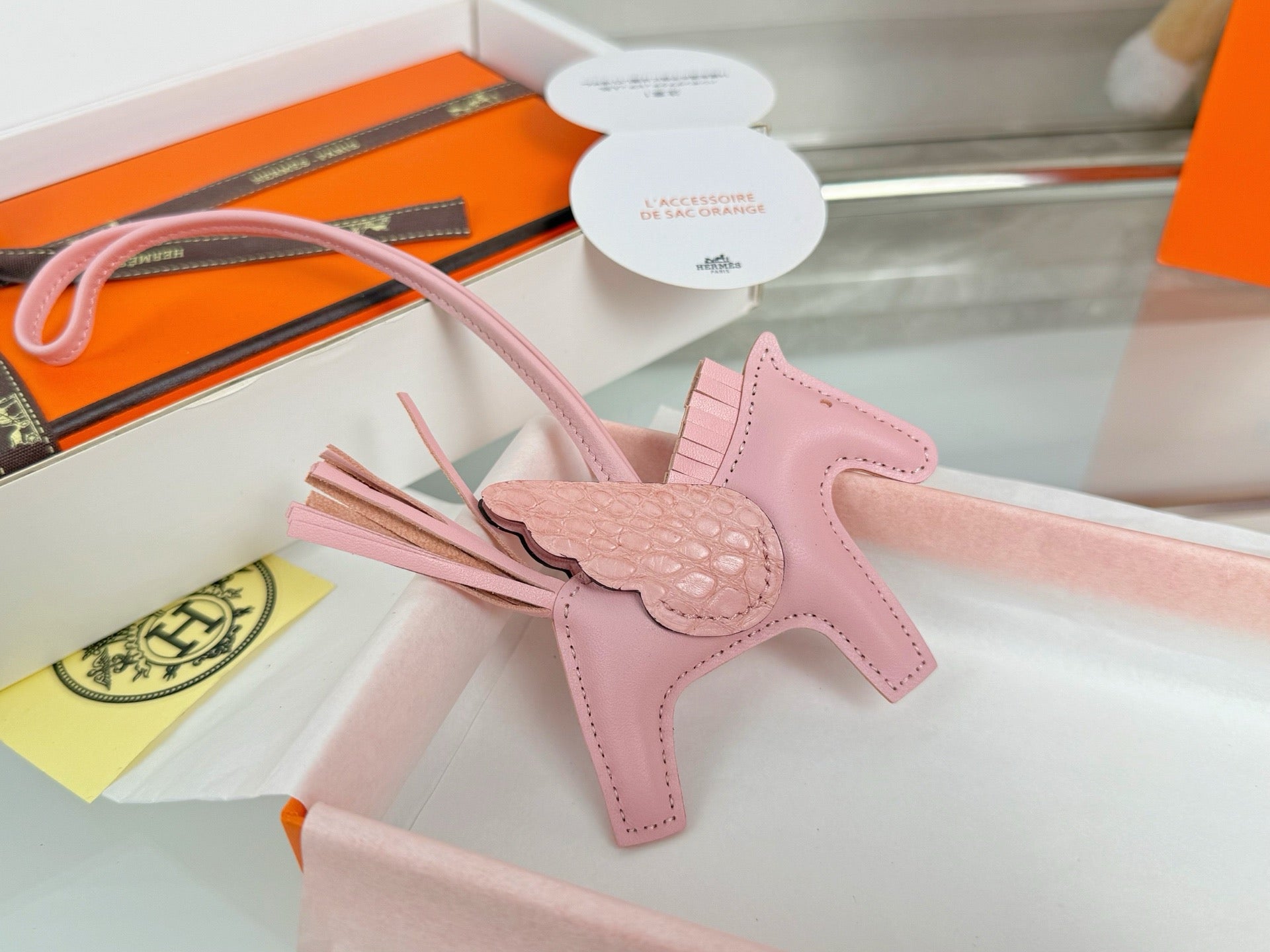 2025 Winged Horse Bag Charm | Crocodile Saddle Detail & Handcrafted Lambskin