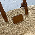 TEEN Plant Fiber & Calfskin Soft Classic Basket Bag  (Premium Quality)