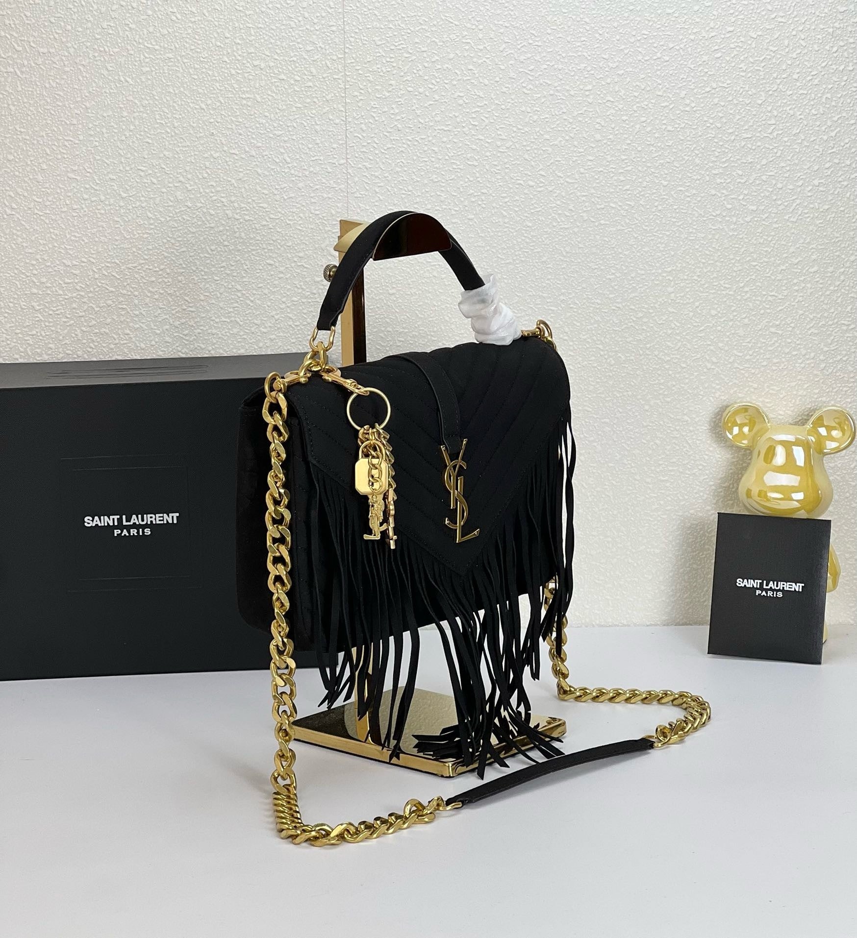 Monogram Tassel Shoulder Bag | Suede Finish