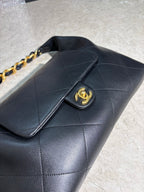 Oversized Soft Leather Hobo Shoulder Bag with Chunky Chain – 43cm